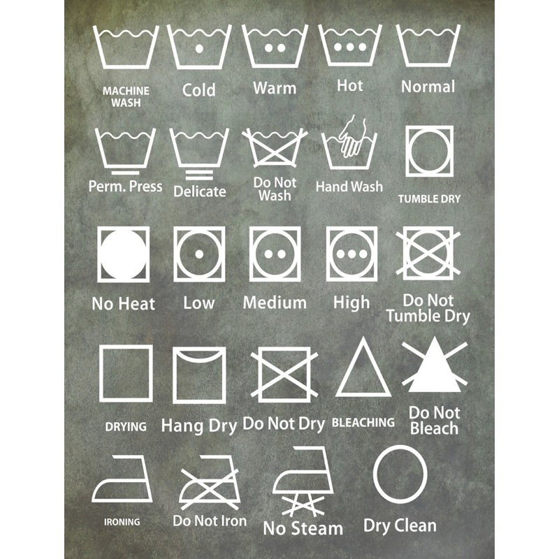 « Laundry Symbols », par Diana Alcala, Reproduction d'impression sur toile tendue, H 52 po x l 40 po x P 1,5 po