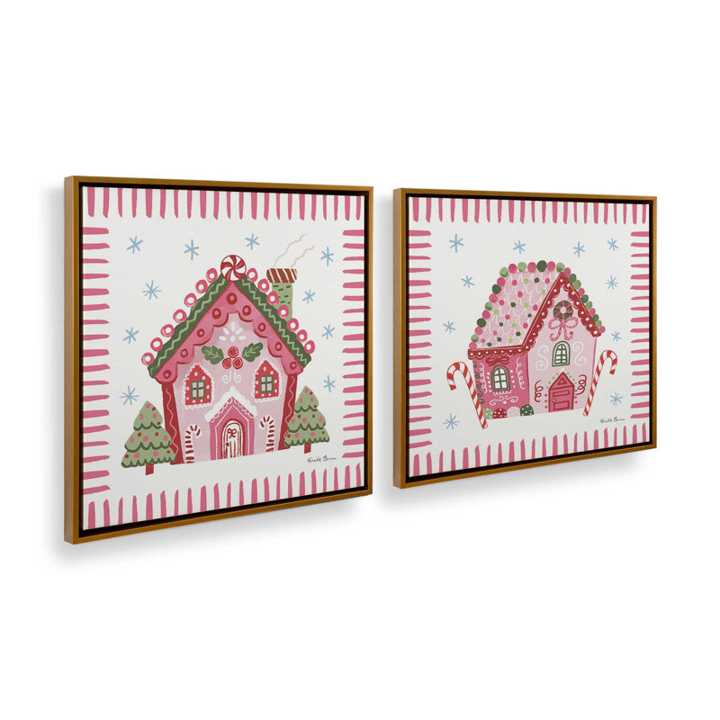 Ensemble de 2 impressions sur toile Ribboned Holiday, Or poli, Impression encadrée sans passe-partout, H 33 po x l 66 po