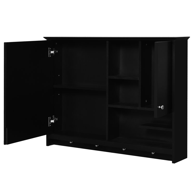 Armoire de salle de bain moderne 36 pouces avec miroir - rangement réglable noir