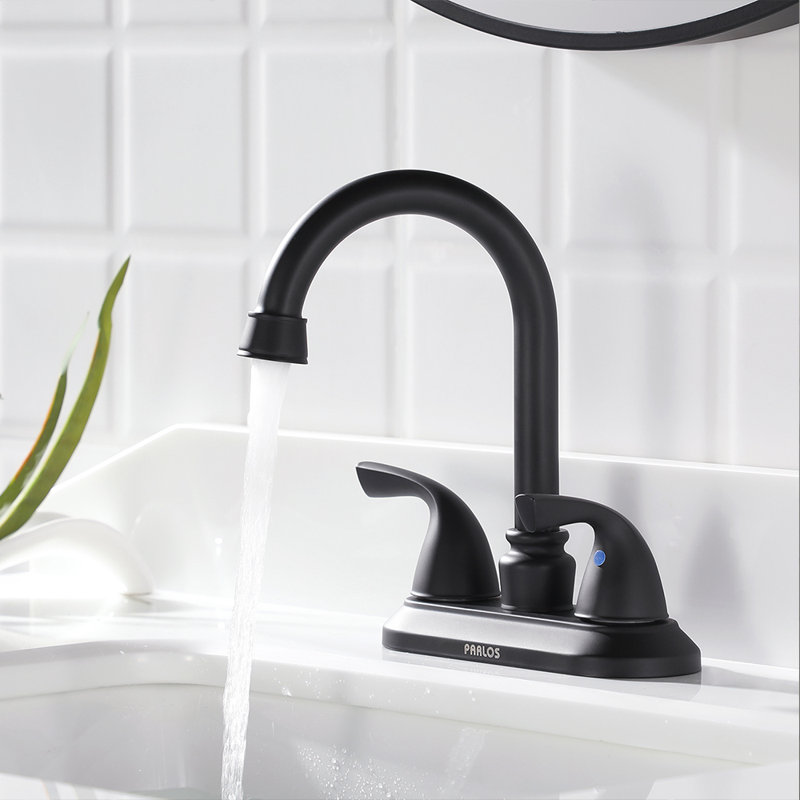 Centerset 2-handle Bathroom Faucet with Drain Assembly, Matte Black