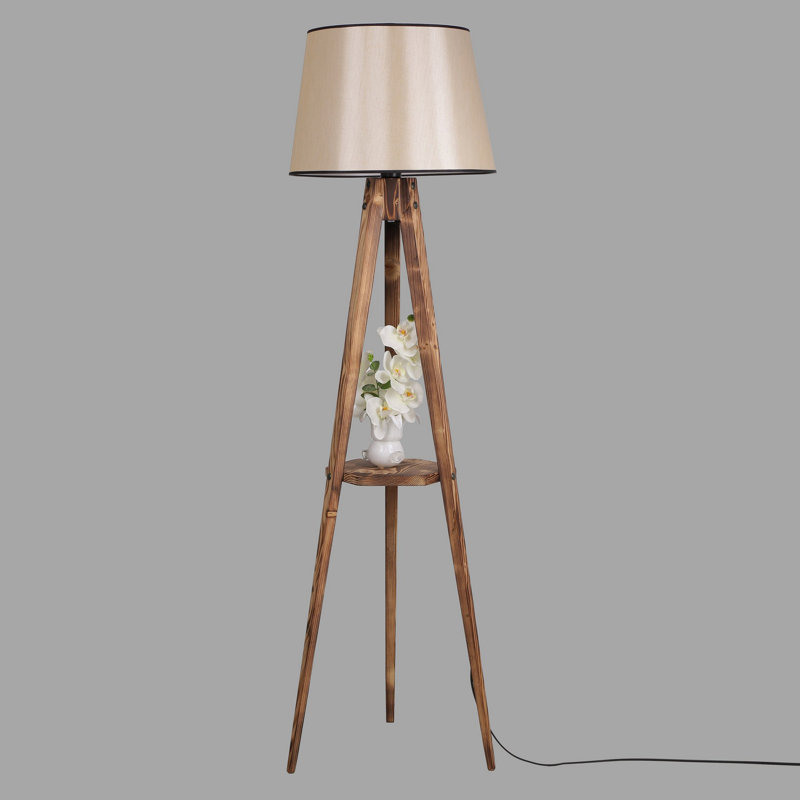 Ellison 160cm Tray Table Floor Lamp, French Beige, Brown