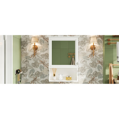 Wall Mounted Storage With Mirror, Modern Style, + Metal, Space - Saving For Dressing Room Mirrored Cabinet, White, In Small Spaces