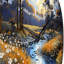 Pointillism River Charm - Horloge murale pointillisme-795103476