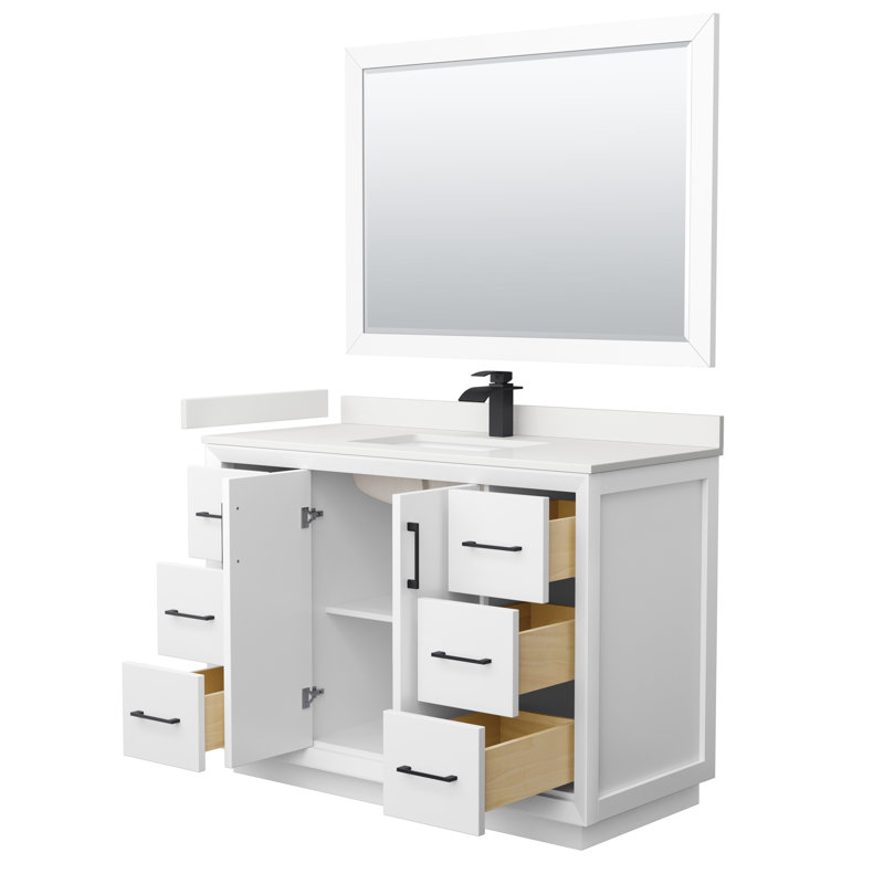 Strada 48'' W Single Vanity, Brushed Nickel, White, WDX13349