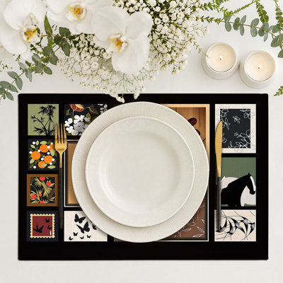 4-Piece Polyester Rectangle Dining Table Placemat