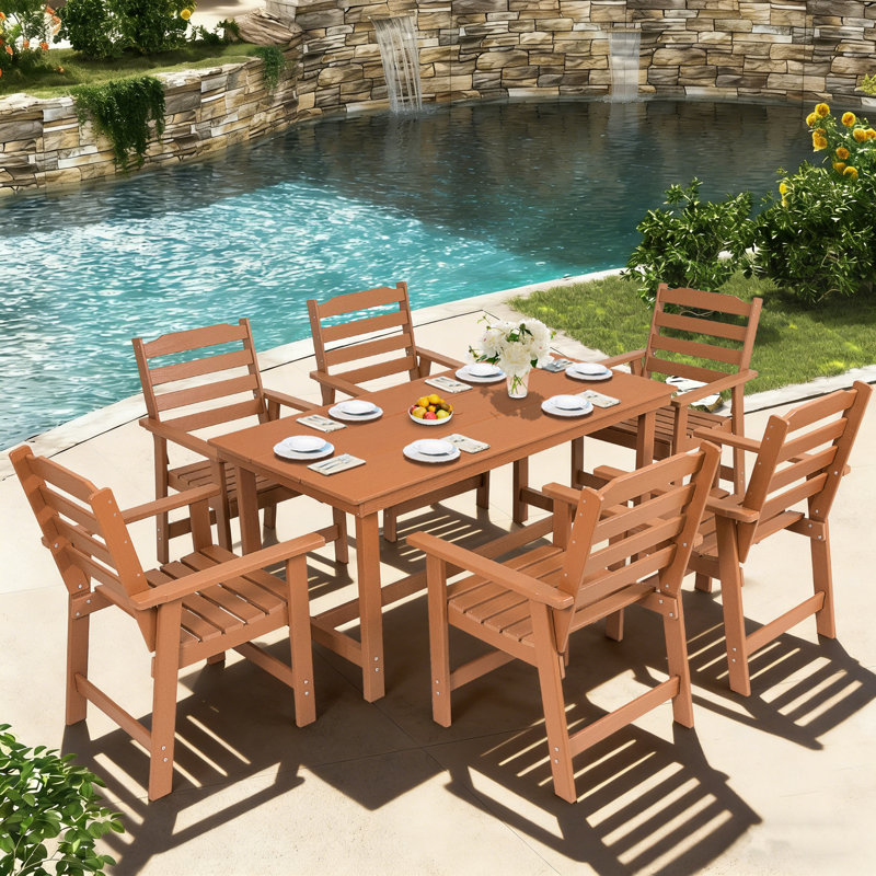 Ensemble repas d'extérieur 7 pièces 7 pièces, Brun, 6