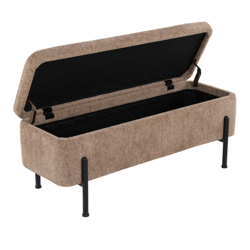 Banc de rangement avec couvercle rabattable Greely, Brun, Noir, noir, noir, noir