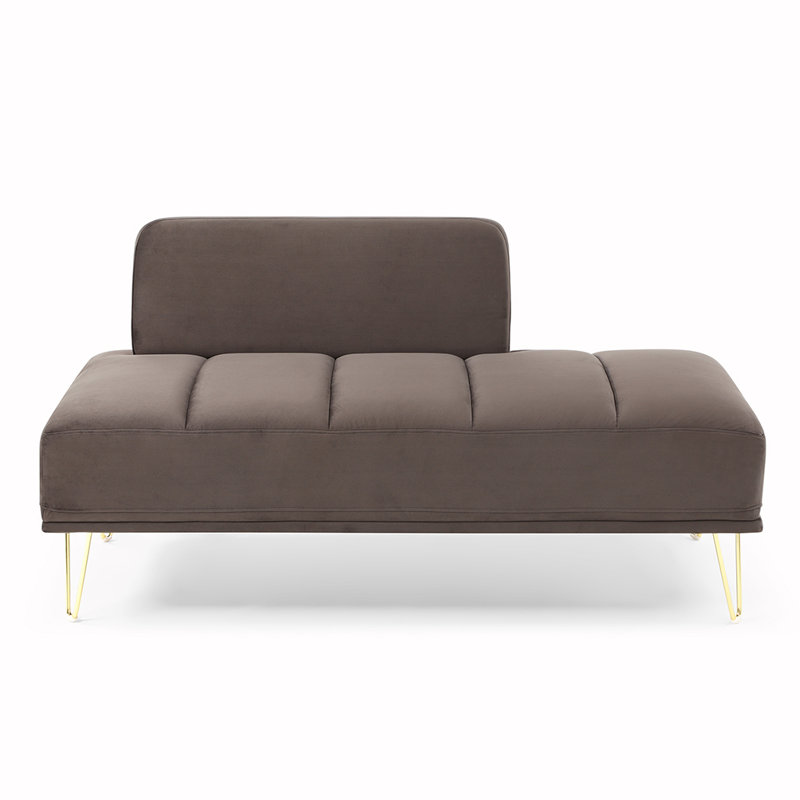 Banc rembourré en velours Gudren, Gris