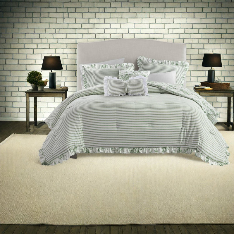 Premium 5 Piece Bedding Sets, Polyester Floral Ruffle, Modern Home