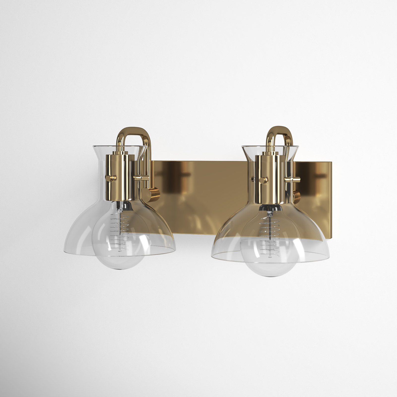 Luke 2 Light Transparent Vanity Light, Aged Brass