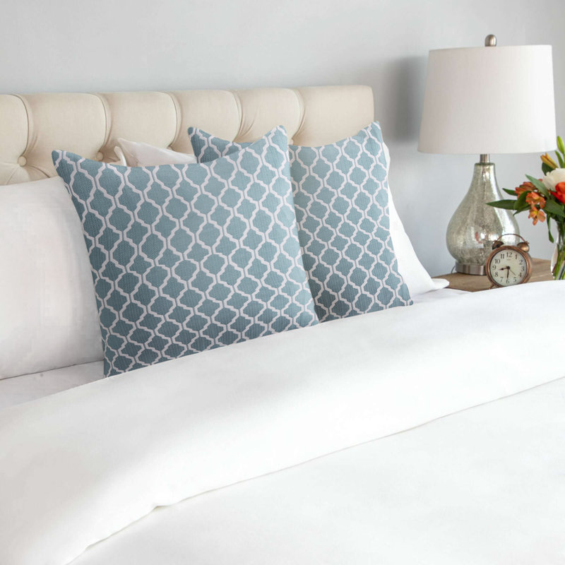 Dareece Geometric Square Cushion, Teal/White