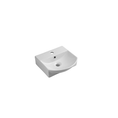 iBathUK Clario Modern Wall Hung Curved Counter Top Ceramic Wash Basin Sink, Contemporary Bathroom Basin Unit with Sleek Design