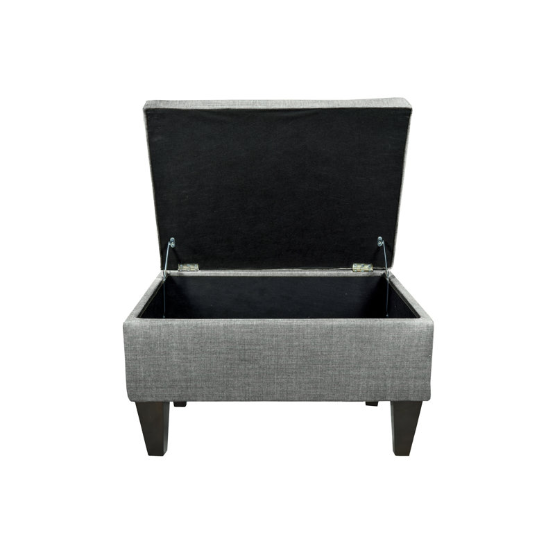Repose-pieds de rangement rectangulaire en velours de 22 po de large Zaylee, Fumée