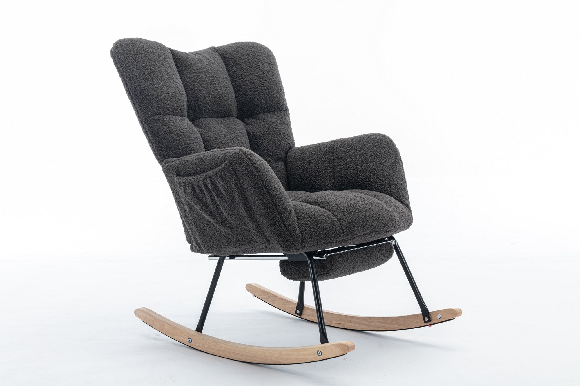 Latitude Run® Teddy Fabric Rocking Chair With Adjustable Footrest ...