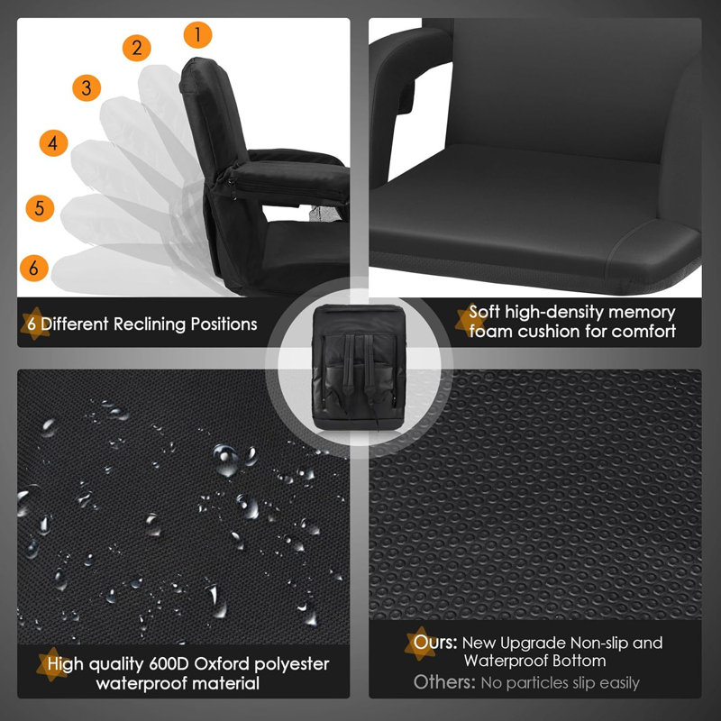 Davette Heated Stadium Seats 25'W with Wide Cushion and Back Support(2pcs)