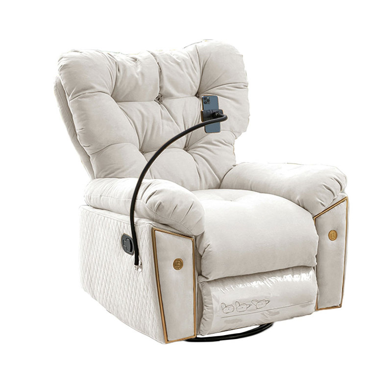 Odvar Upholstered Recliner, Beige Suede Fabric