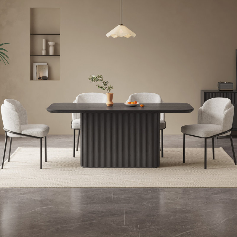 5-Piece Dining Table Set, Black, Dining Room, 5 Pieces: Table, 4 Chairs