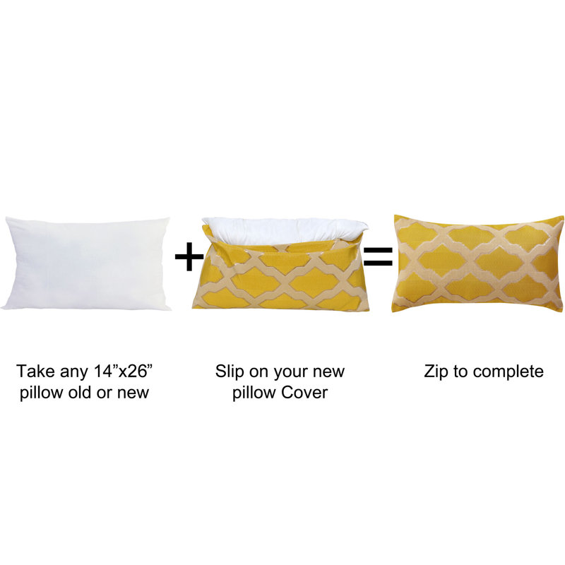 Geometric Rectangular Lumbar Pillow Cover, Gold