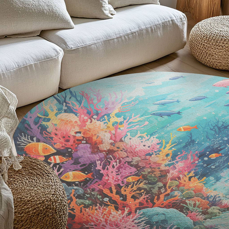 Ocean Horizon Braided Rug, Round 5'