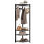 Portemanteau de coin semi-circulaire peu encombrant - 6 crochets doubles, banc à chaussures, 4 tablettes de rangement - organisateur de vestibule autoportant pour couloir, chambre à coucher, placard, appartement - gris pierre-130612170