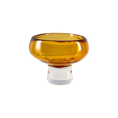  Vase en verre ambre et transparent soufflé à la main, centre de table décoratif à deux tons pour le mariage, la décoration intérieure et le style d'événement, décoration d'automne, fourre-tout, 8 po de diamètre et 6 po de hauteur
