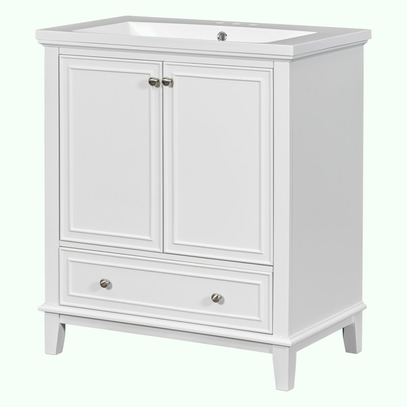 30-inch Vanity with Sink Combo, Silver, White