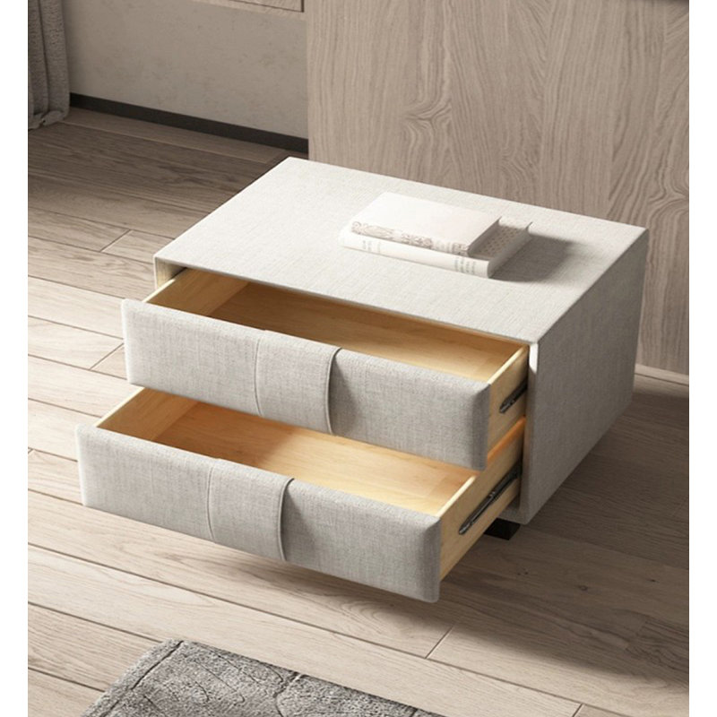 Table de chevet rembourrée en coton moderne avec espace de rangement caché intégré, en bois massif, convient aux chambres à coucher