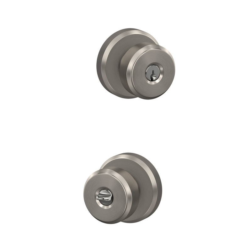 Bowery Keyed Entry Knob with Greyson Trim, Satin Nickel