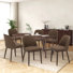 Chaise rembourrée moderne en tissu compact avec pieds en bois massif, dossier ergonomique incurvé, assemblage facile
