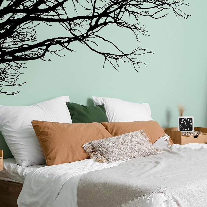 Adhésif décoratif branche d'arbre - noir - 6 feuilles / vinyle autocollant PVC / style arbre