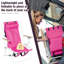 Chaise de plage pliante, chaise de camping pliable à 4 positions avec porte-gobelet et accoudoirs en bois, rose