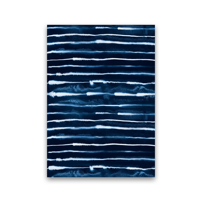 Electric Ink Lines Navy - Print, No Framed, 59cm H x 42cm W x 1cm D