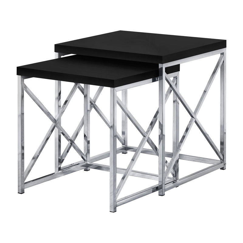 Izhan Nesting Tables, Chrome, Black