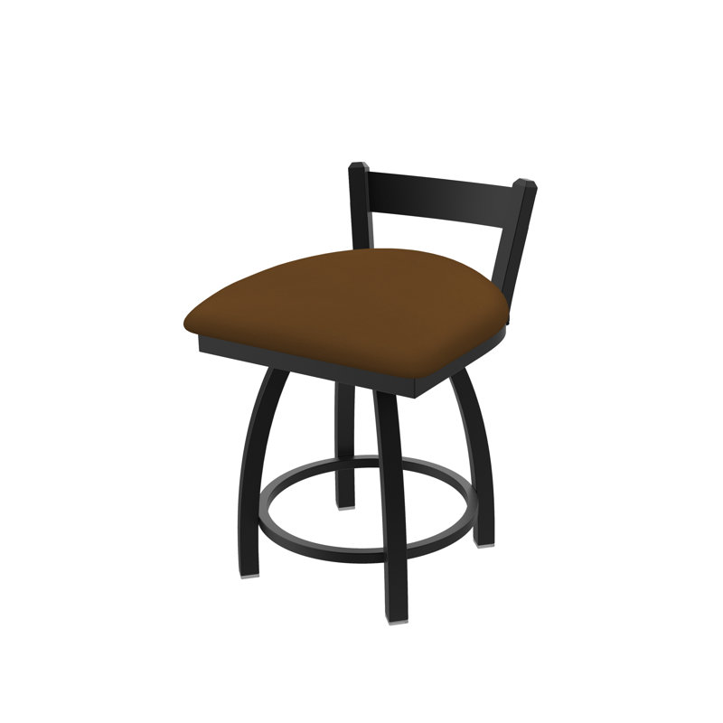 Catalina 18" Low Back Vanity Stool, Vinyl-Canter Thatch, Black Wrinkle