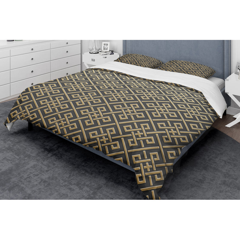 Ensemble de housse de couette Mid-Century Luxury Metallic, Housse de couette double / grand et 2 taies décor
