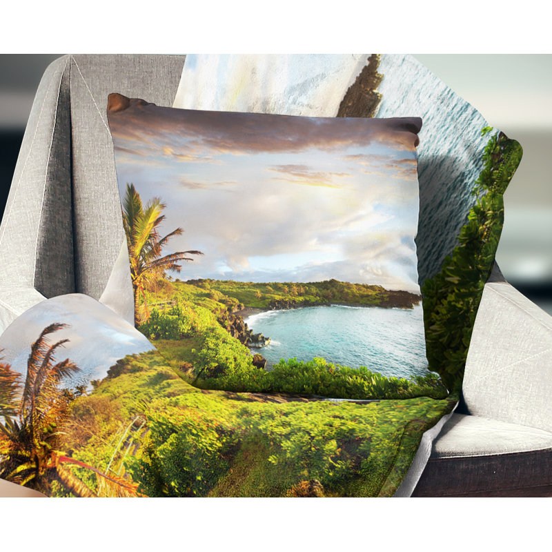 Hawaï, île d'Oahu - coussin à imprimé paysage, 18 po x 18 po, Carré