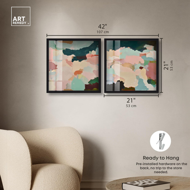 Ensemble de 2 panneaux de luxe Luxe Botanicals Boho Art , H 21 po x l 21 po, Noir