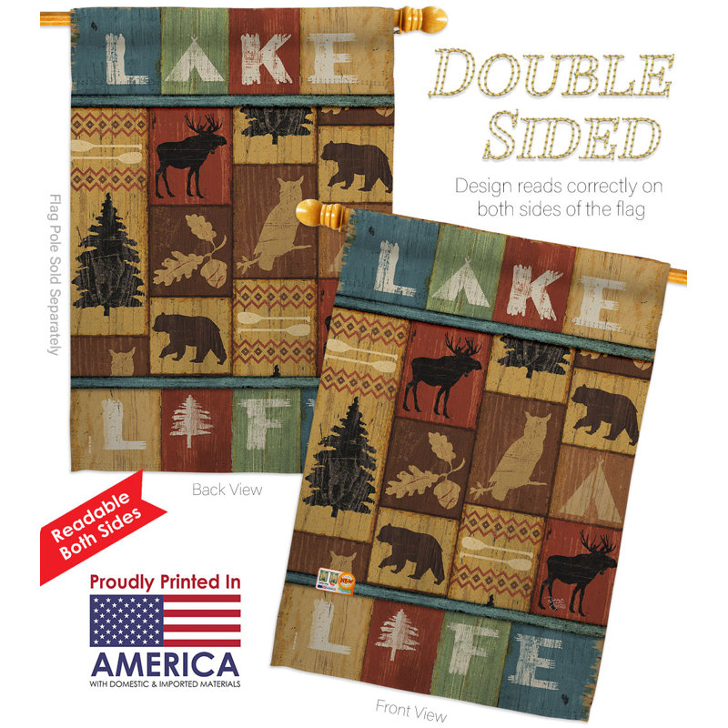 Drapeau de maison en polyester 40 x 28 po Lake Life