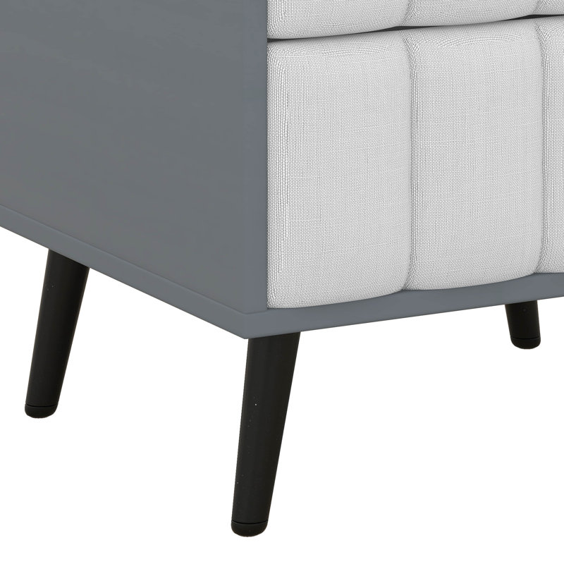 Ensemble de chambre à coucher rembourrée 3 pièces Kerben, Gris / blanc, Double