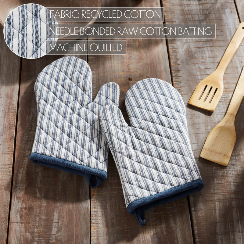 VHC Brands Sawyer Mill Striped 100% Cotton Oven Mitt Set