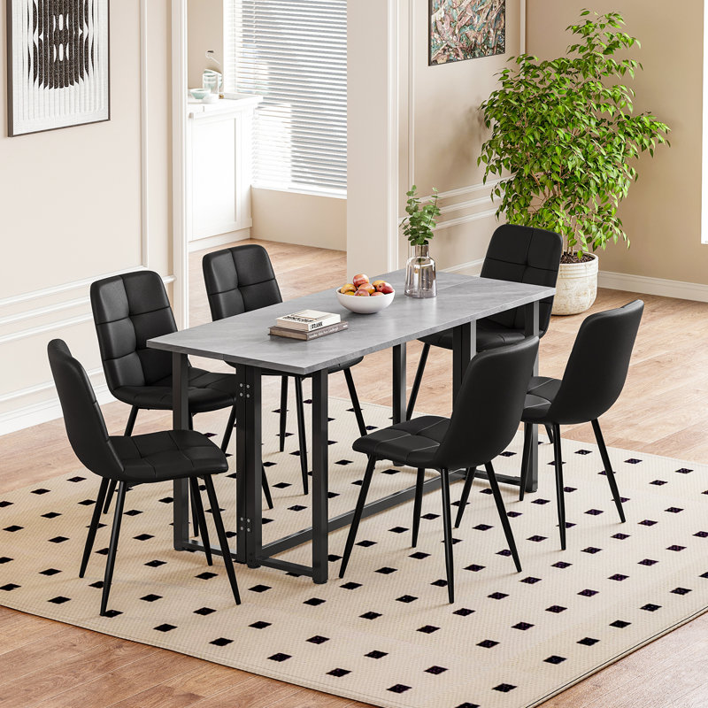 6 - Person Dining Set, Black