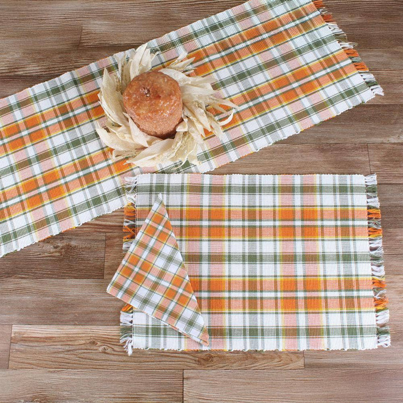 F Fall Harvest Plaid Table Runner