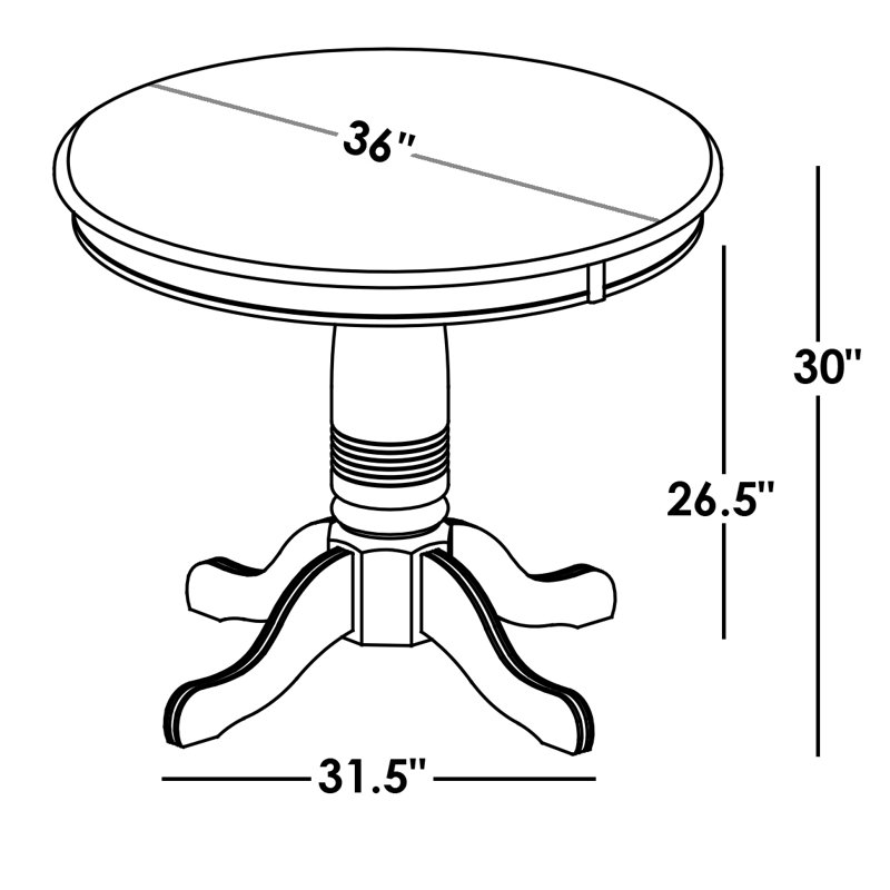 Wilkey Round Solid Wood Dining Table, Gray