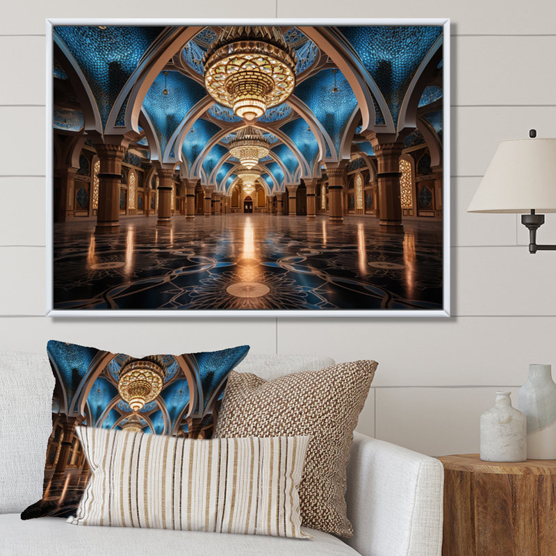 Mosquée de l'Islam Art Hadum I, 30" H x 40" W, Cadre flottant blanc
