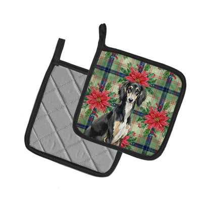 Paire de poignées de poinsettas de Noël noir et brun clair