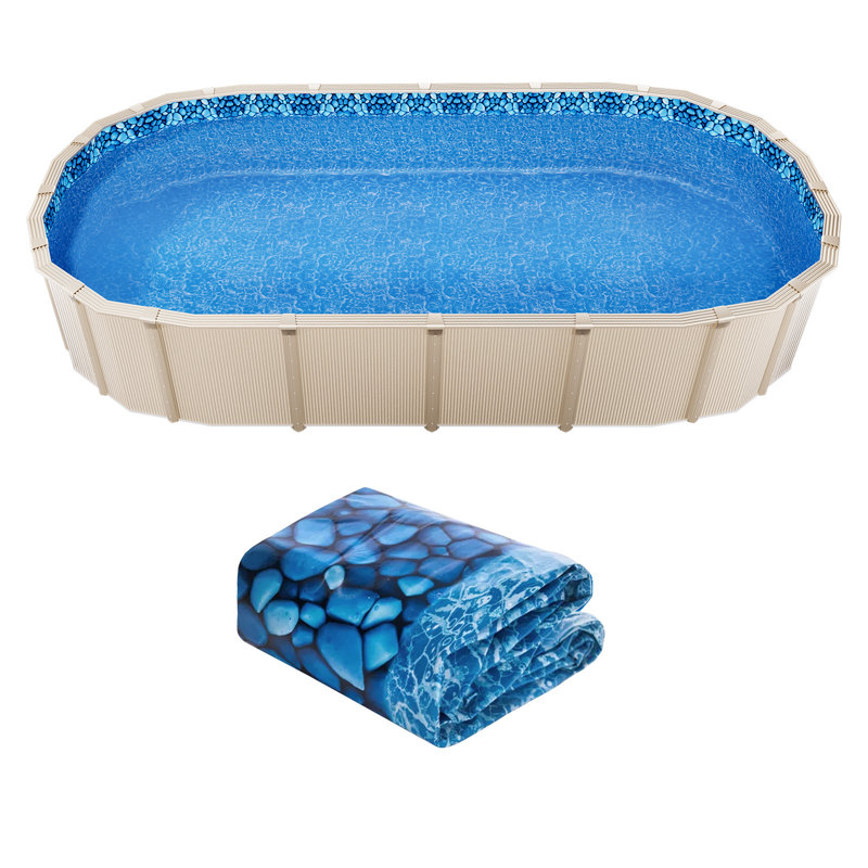 Doublure de piscine ovale à chevauchement, H 57,6 po x l 396 po x P 216 po