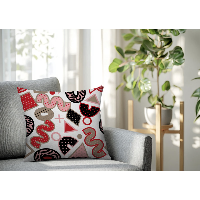 Coussin carré intérieur / extérieur Trixel, Carré 20 po, Rouge