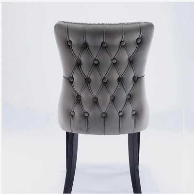 A&A Furniture,Upholstered Wing-Back Dining Chair with Backstitching Nailhead Trim and  Legs,Set of 2