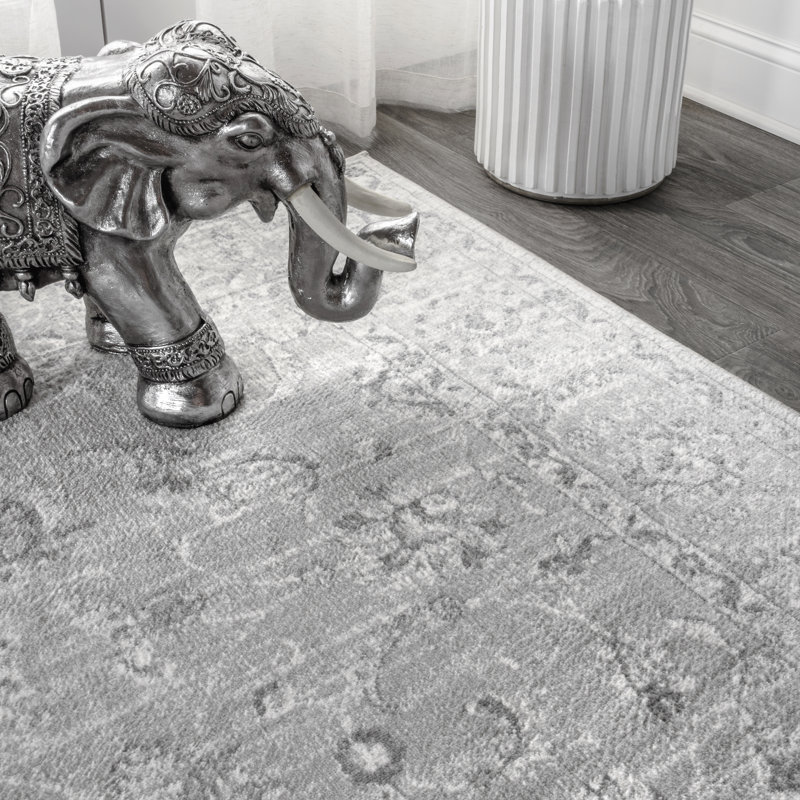 Laxton Modern Persian Vintage Light Grey Rug, Runner 2'3" x 8'