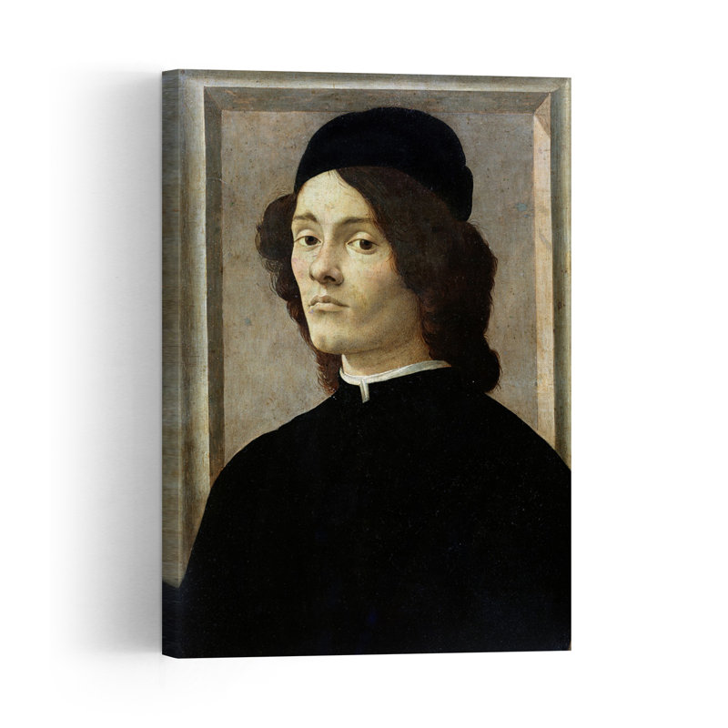 Portrait d'un jeune homme, vers 1490. Estampe d'art mural abstraite et contemporaine., H 18 po x l 12 po